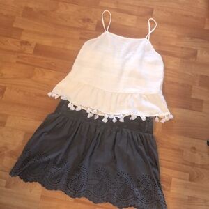 AMERICAN EAGLE SZ M gray A line mini skirt with wide band & A.N.A Sz M halter